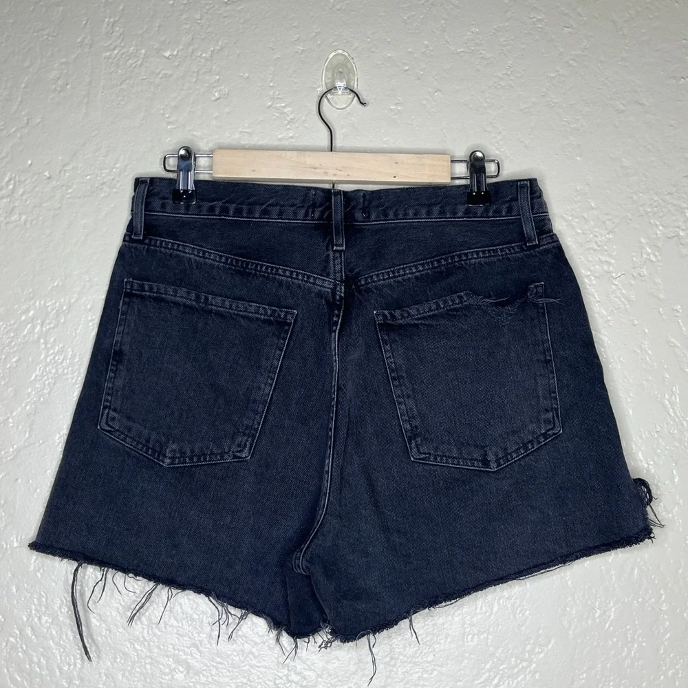AGOLDE Dee High Rise Denim Shorts Washed Black Raw Hem 30 A083-1157